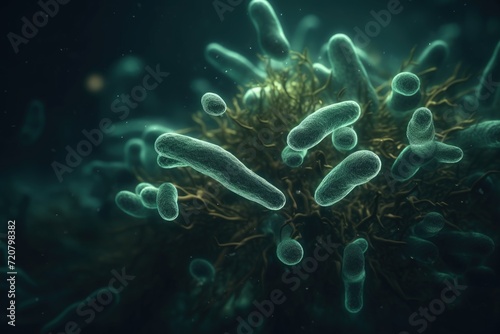 Escherichia Coli , E. Coli Bacterial Strains, Health and Food Safety microcosm, organismal and human biology science and research.