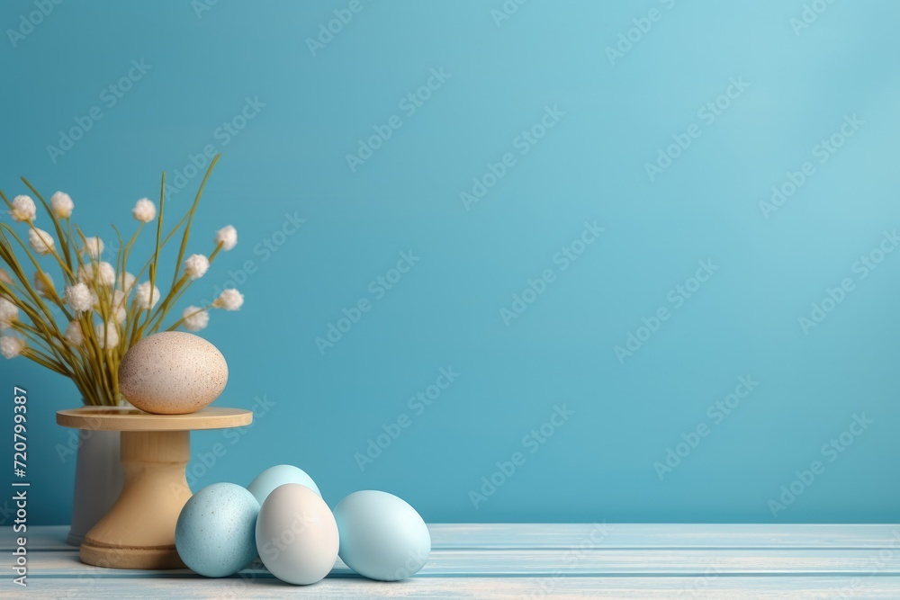 Fototapeta premium Celebrate easter joy: a delightful mockup with copy space frame, capturing essence of springtime festivities and renewal of hope in stylish and festive design for cards, displays, creative projects.