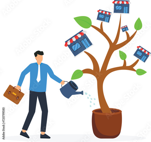 Growing business or expand shop and entrepreneur to start business building company, Raising or expanding business concept,
