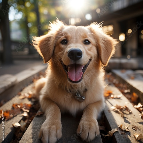 Adorable Golden Retriever Puppy with a Smile AI Generated