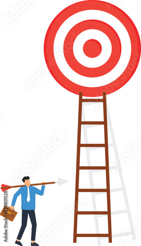 Dream big aim high ambition and challenge to success in business, Motivation to achieve big goal or target and career development concept,
