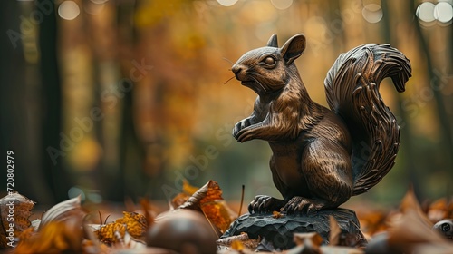 Bronze animals in autumn forest © AIvan