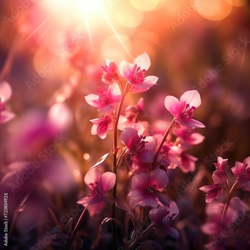 pink flowers in the morning - Generative AI