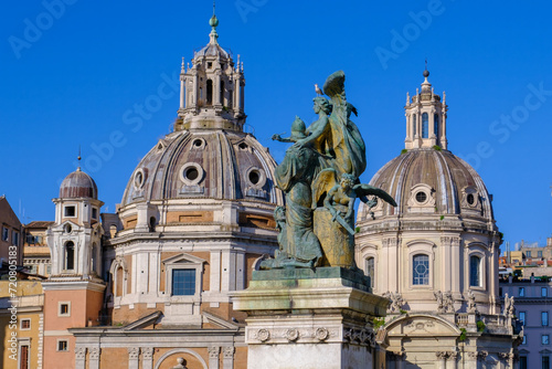 Santa Maria di Loreto, Church of the Most Holy Name of Mary and Il Pensiero statue at Trajan's Forum