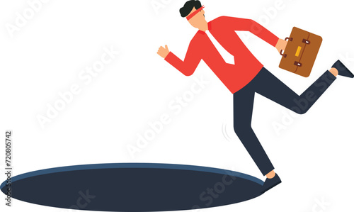 Failure or mistake accident or surprise problem that impact business concept, Businessman with his bag stumble falling on the road concept,
 photo