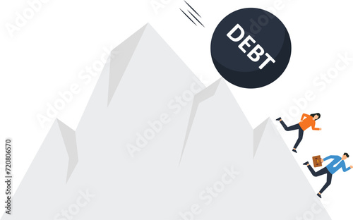 Debt burden and financial obligation or loan payment, Heavy load of money failure and mortgage or borrowing money problem concept,
