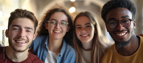 Group of young casual people looking happy