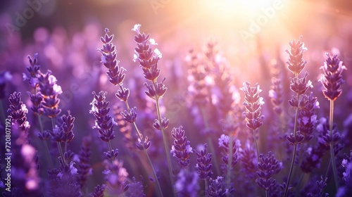 Sunlit lavender field generative ai © Kelly