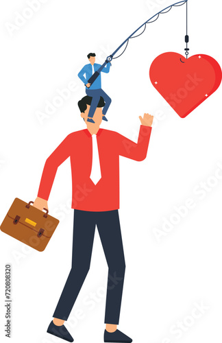 Deceive to trust for passion scam, Businessman victim of heart and crime concept,
