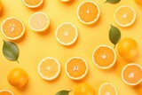 Tropical Creative Crowd: Summer Pattern of Tangerine, Orange, and Lemon on a Light Orange Background AI Generated