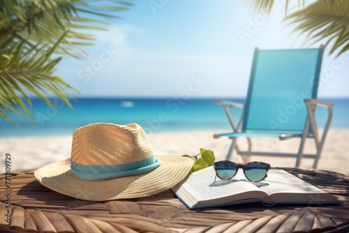 Relaxing Summer Vacation  Beach Book Cover Mock-Up AI Generated