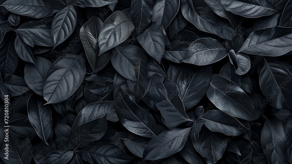 Black abstract leaf textures tropical leaves background. generative ai