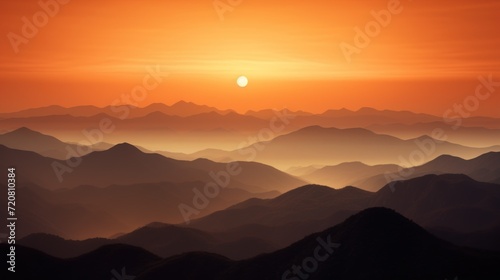 Serene Sunset Over the Majestic Mountains AI Generated