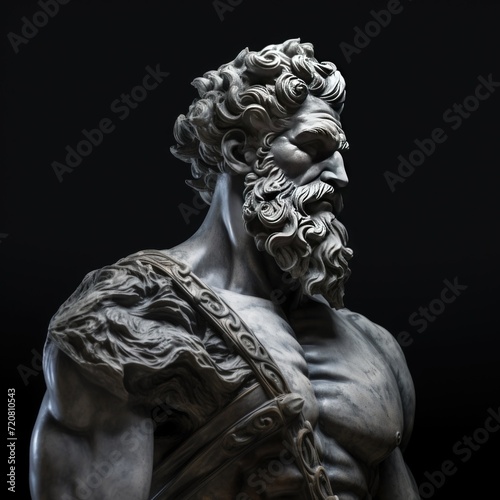 Abstract ancient roman, greek stoic person with a muscular body, marble, stone sculpture, bust, statue