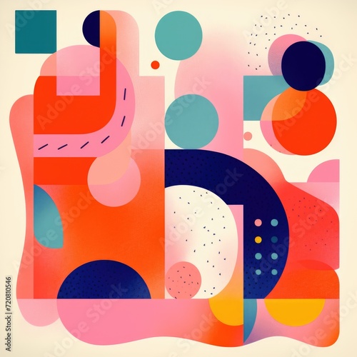 Abstract art with retro risograph aesthetics. Grainy color fades and large, bold shapes in abstract forms © Vladyslav  Andrukhiv