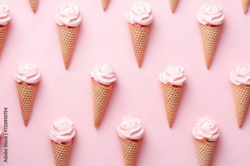 Summer Season Holiday Background with Pastel Ice Cream AI Generated