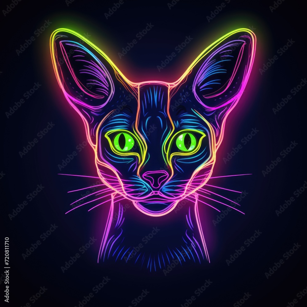Fototapeta premium Abyssinian. Neon outline icon with a light effect