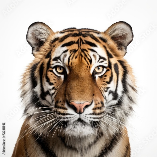 Adult tiger portrait isolated on a white background