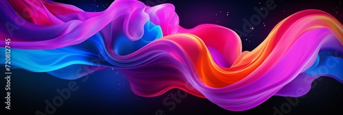 Abstract Fluid Neon Waves Background. Generative ai