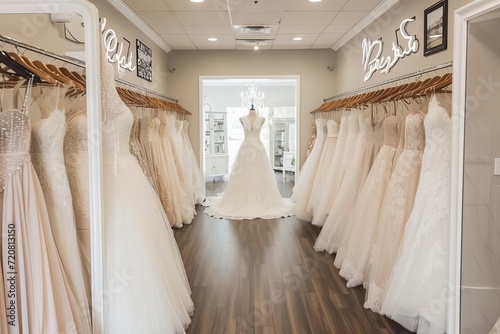 Elegant bridal boutique with designer gowns