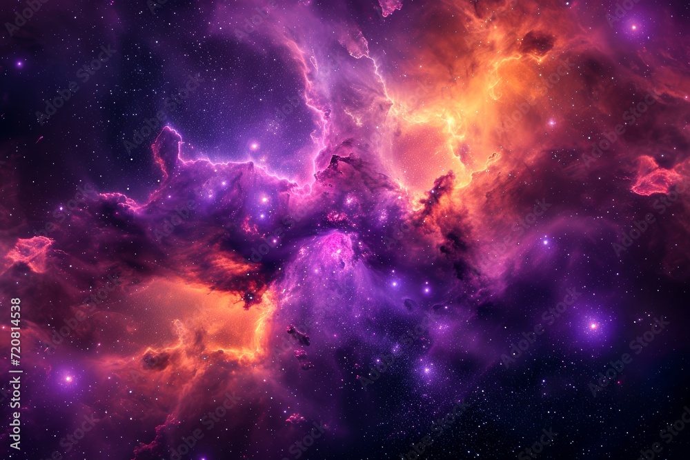 Obraz premium Vibrant celestial bodies dance amidst a dreamy cosmic canvas, revealing the boundless beauty of the universe