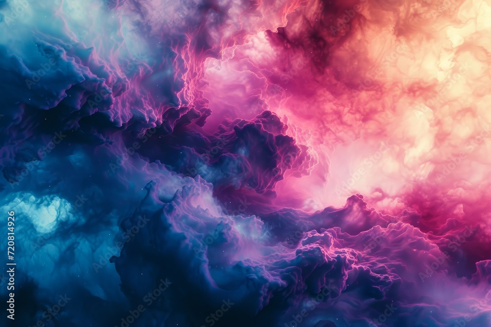 Nature's canvas comes alive as a vibrant purple cloud dances across the endless expanse of the starry sky