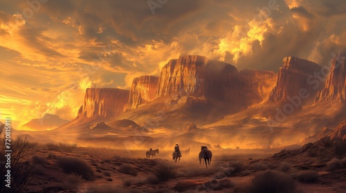 Wild West beautiful landscape with mountains