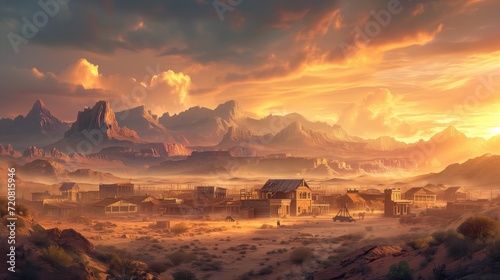 Wild West beautiful landscape with mountains photo