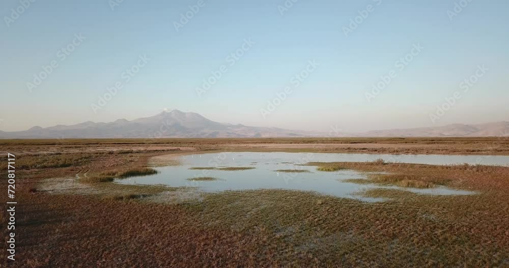 Marshes and Reeds wetland from top view aerial drone. This is Sultan Sazligi national park in Develi Valley Kayseri Turkey. Beautiful pastoral landscape Marshes and Reeds wetland from top view aerial drone. This is Sultan Sazligi national park in Develi Valley Kayseri Turkey. Beautiful pastoral landscape