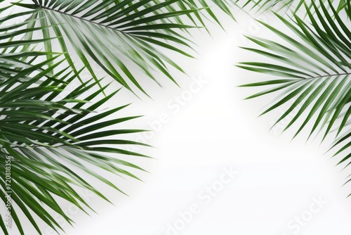 Top View of Tropical Palm Leaves on White Background AI Generated