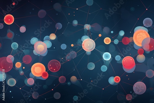 Graphic patterned background of atoms and molecules, using a cool and scientific palette to create a visually engaging and educational environment