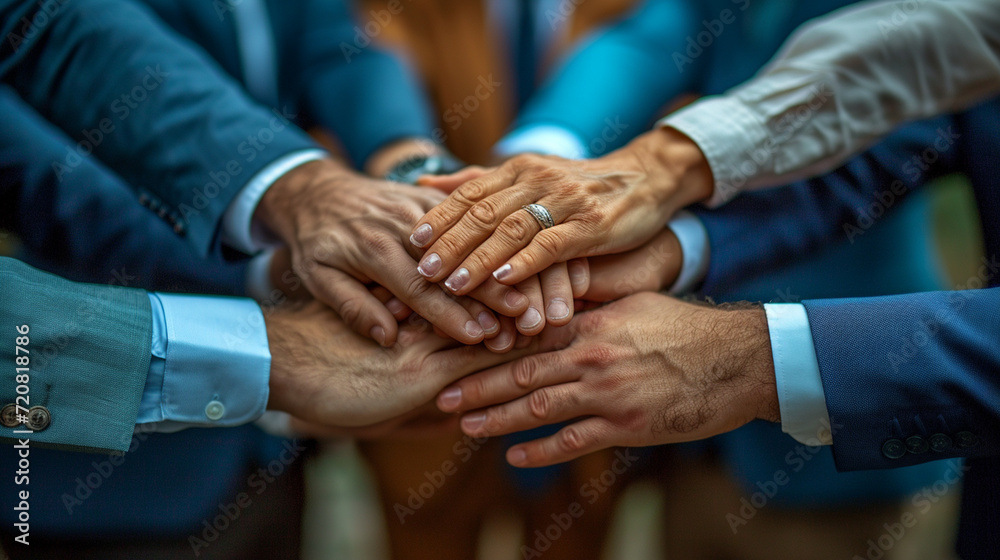 Work team hands together, sign of unity