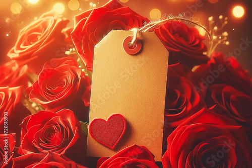 Romantic Valentine's Day Roses with Love Tag