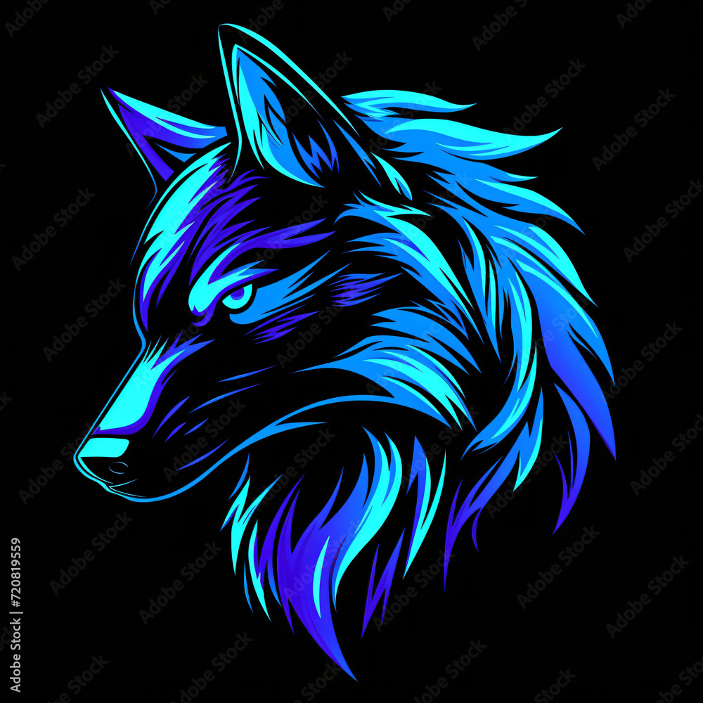 Fototapeta Vektor Logo eines Wolfes vor schwarzem Hintergrund