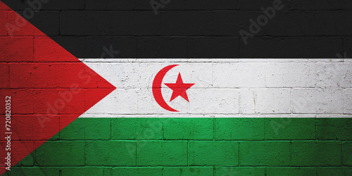 Flag of the Sahrawi Arab Democratic Republic painted on a wall photo
