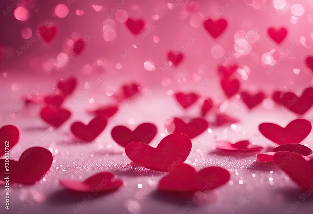 Valentine's Day confetti pink hearts background February 14th
