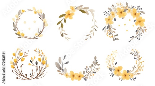 Cute Hand-Drawn Flower Wreaths for Wedding and Party Decorations AI Generated