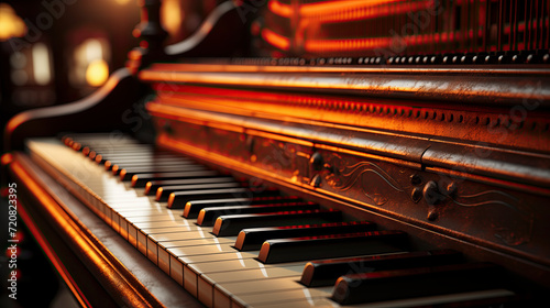 Close-Up of Piano With Shining Light