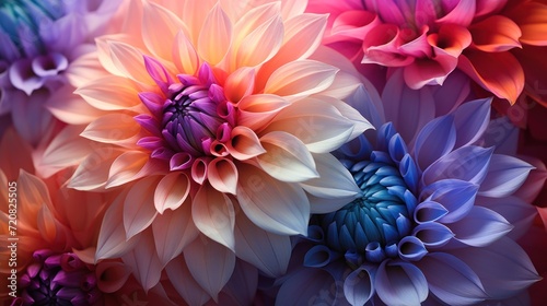 Radiant Dahlia Flowers in a Spectrum of Colors AI Generated © Alex