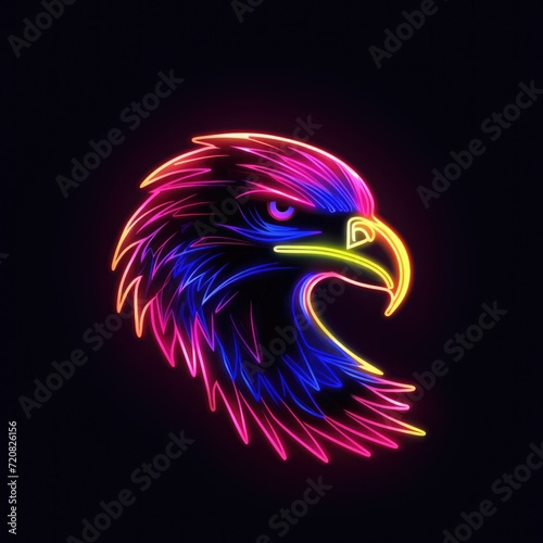 American eagle. Neon outline icon with a light effect