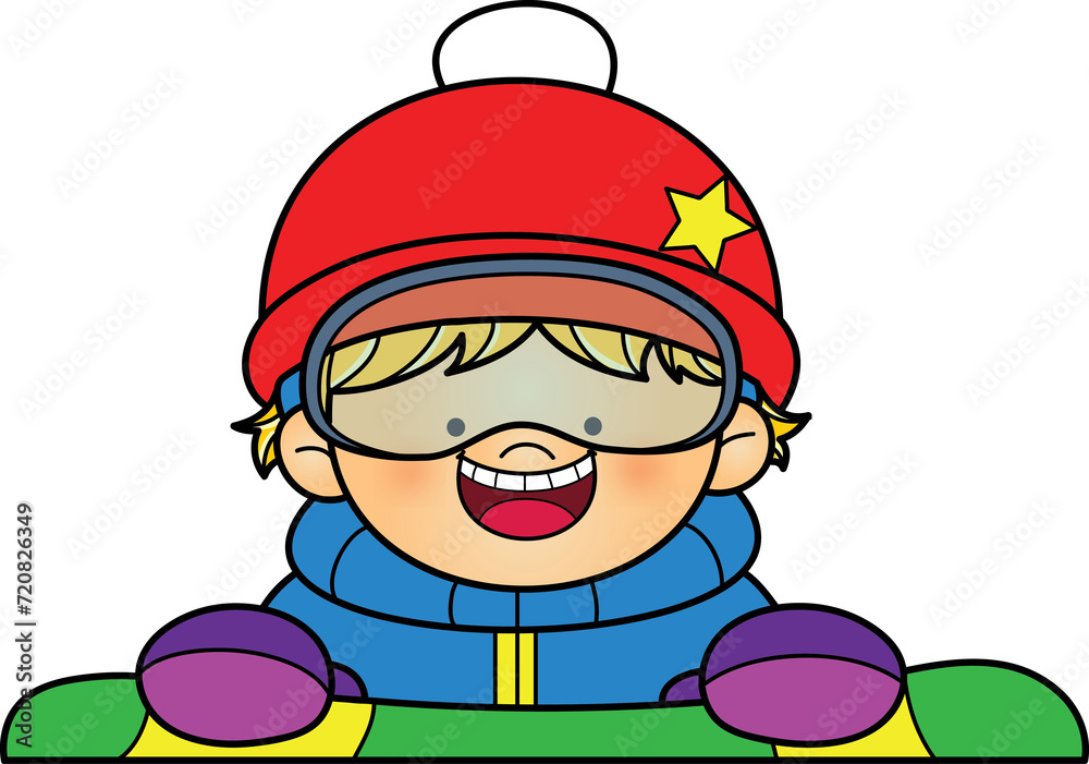 Winter topper boy holding snowboard clip art Winter topper boy holding snowboard clip art