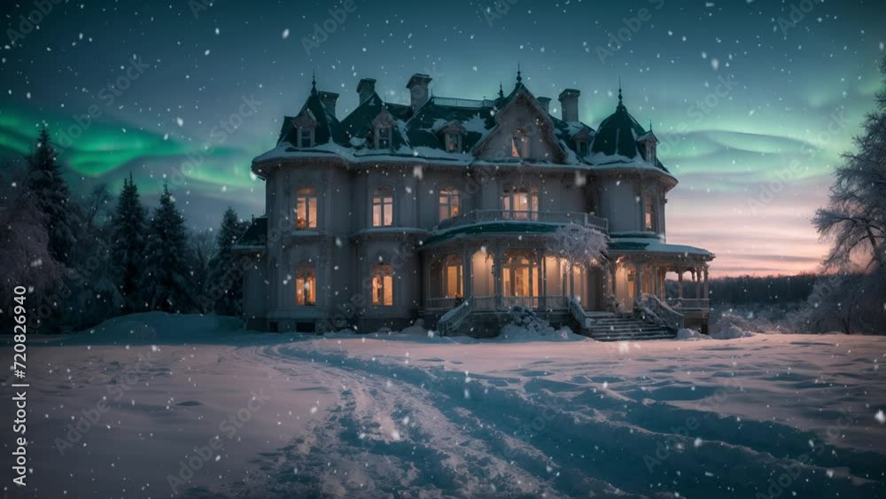 Vidéo Stock Mansion, Winter Wonderland, Snow,