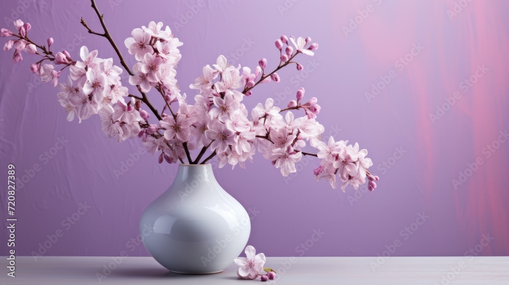 Soft Lilacs in a Tall Vase AI Generated