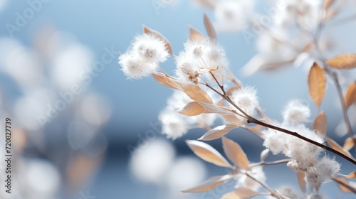 Dreamy Ambiance: Fluffy Mimosa Blooms in Morning Light AI Generated #720827739