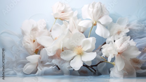 Moistened Large Magnolia Blossoms with Soft and Velvety Petals AI Generated