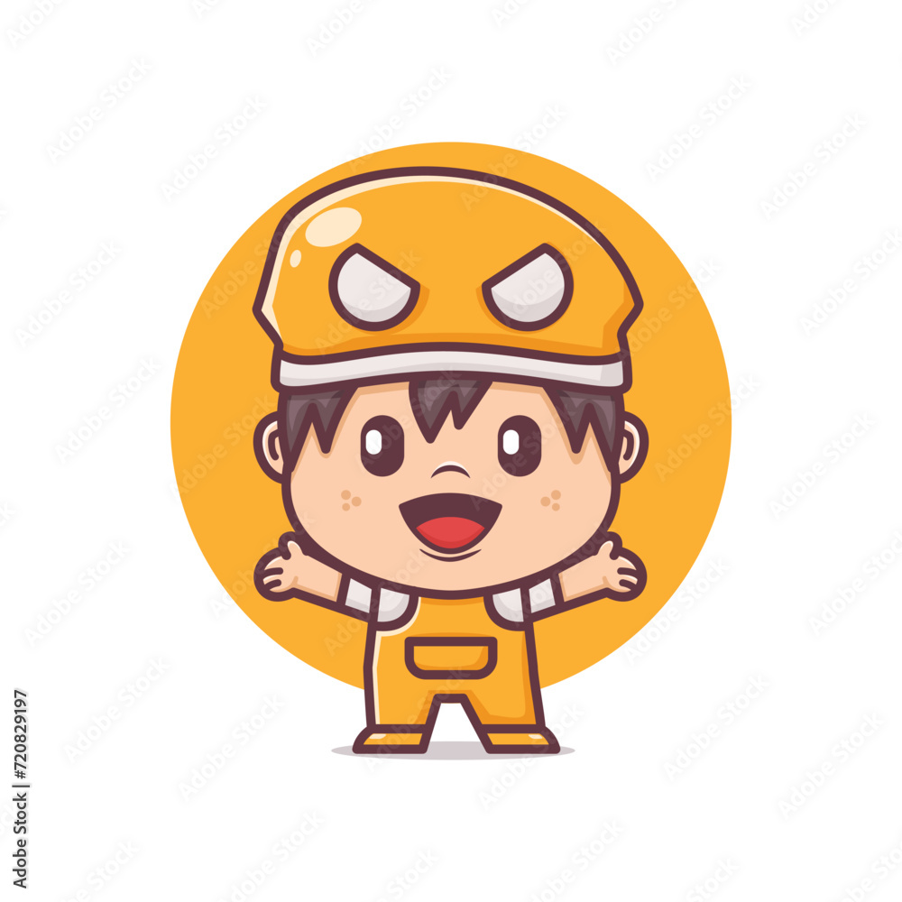 Cute boy cartoon character with happy expression Cute boy cartoon character with happy expression