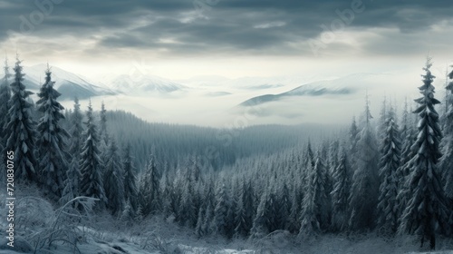 Winter Forest in the Carpathians AI Generated