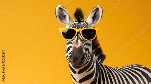 Minimalistic Zebra with Sunglasses and Hat Celebrating Happy Birthday AI Generated
