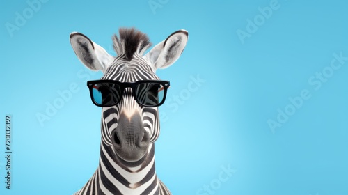 Minimalistic Zebra with Sunglasses and Hat Celebrating Happy Birthday AI Generated