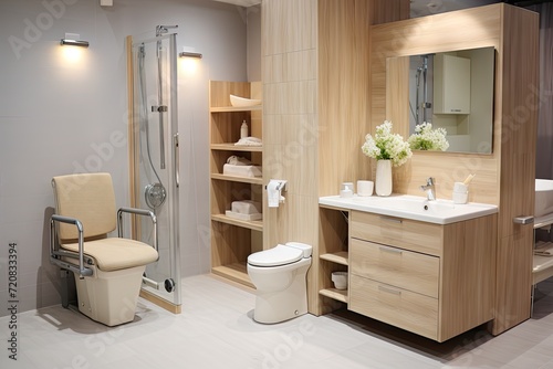 Bathroom Adapted for People with Disabilities, Safety Toilet for Elderly People, Adapted Interior Design
